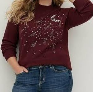 Torrid Size 2x Drop Shoulder Tunic Sweater Ultra Soft Moon & Stars Wine Red